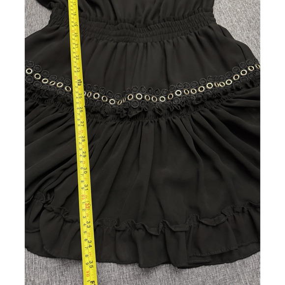 Misa Los Angeles Grommet Ruffle Mini Dress Black Womens Size M - Picture 6 of 8